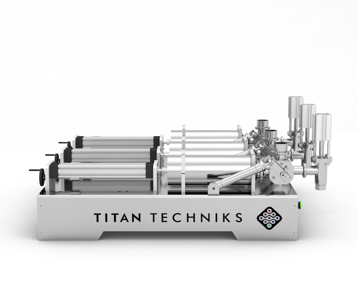 Piston dispenser for products 150 - 1500 ml three-piston TTPF-3/150-1500/BG80 pneumatic Titan Dispenser