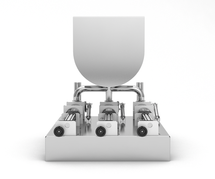 Piston dispensing device for medicines 150 - 1500 ml three-piston TTPF-3/150-1500/BV30 pneumatic Titan Dispenser
