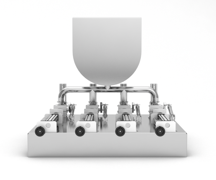 Dosieranlage Labor- 20 - 200 ml Vierkolben TTPF-4/20-200/BG80 pneumatisch Titan-Spender TTPF-4/20-200/BG80 фото