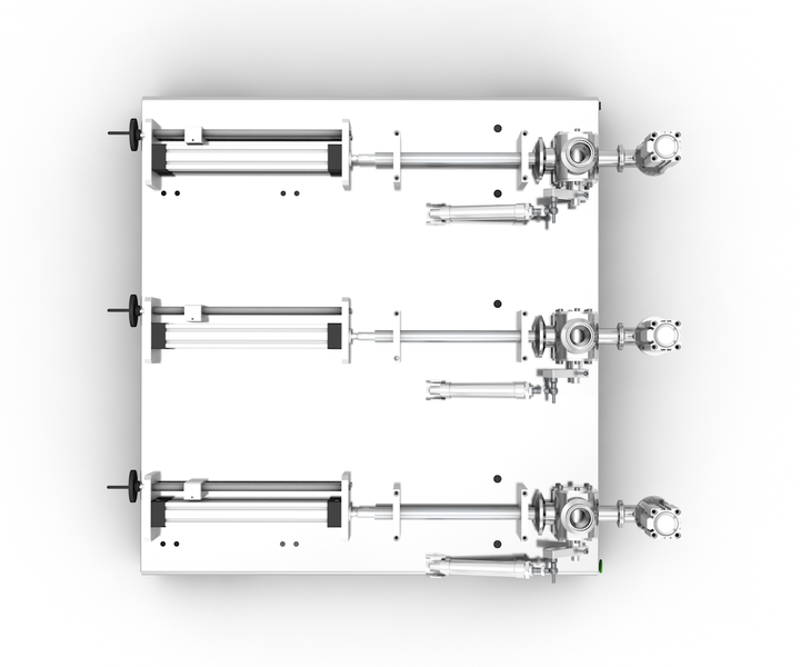 Dosieranlage f&uuml;r Lebensmittel 5 - 50 ml Dreikolben TTPF-3/5-50 pneumatisch Titan-Spender TTPF-3/5-50 фото