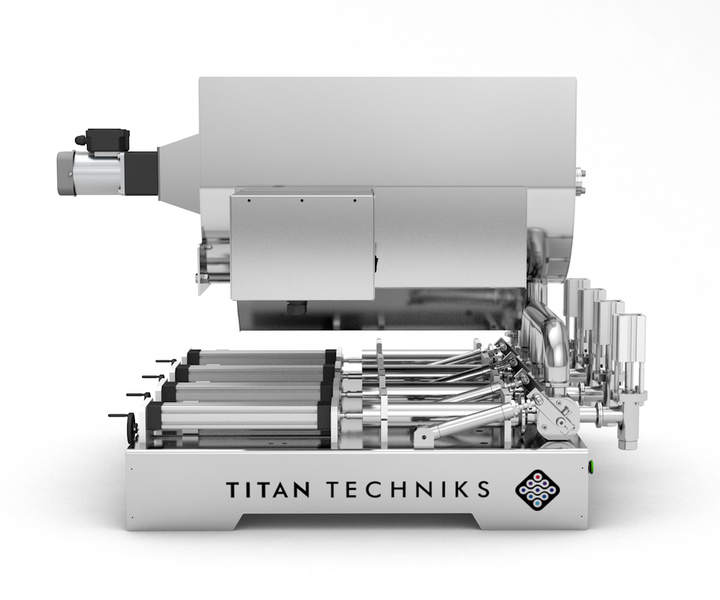 Lebensmittelgeeigneter Kolbenspender 5&ndash;50 ml, Vierkolben, TTPF-4/5-50/BV30-MH, pneumatisch, Titan Dispenser TTPF-4/5-50/BG80-MH фото