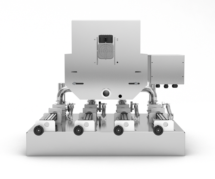 Lebensmittelgeeigneter Kolbenspender 5&ndash;50 ml, Vierkolben, TTPF-4/5-50/BV30-MH, pneumatisch, Titan Dispenser TTPF-4/5-50/BG80-MH фото